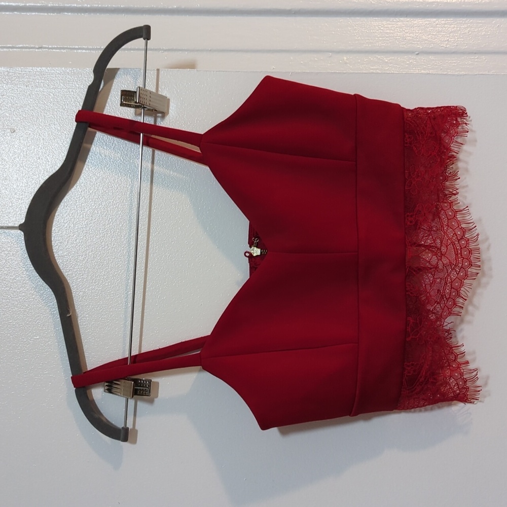 Express Red Lace Crop Top